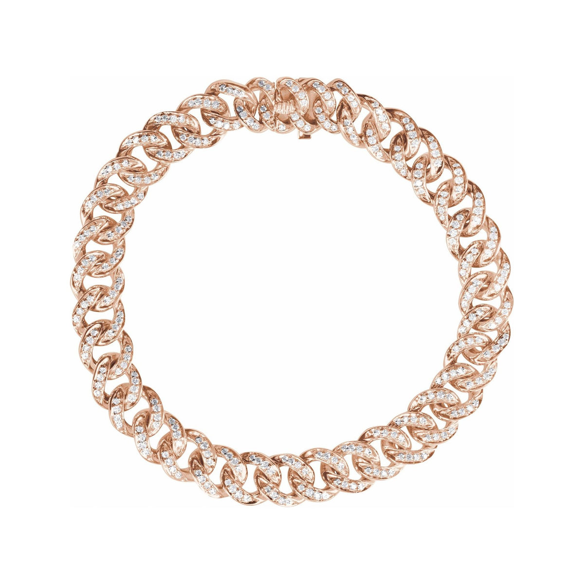 Sapphire Row Natural Diamond Pavé Cuban Link Bracelet - 14K Rose Gold