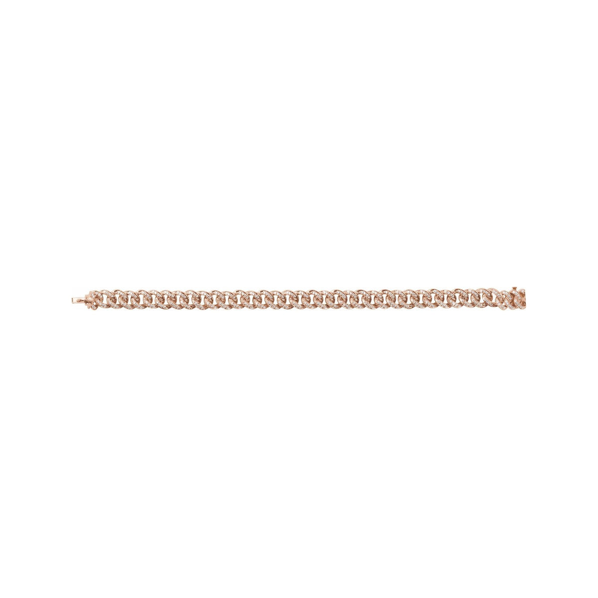 Sapphire Row Natural Diamond Pavé Cuban Link Bracelet - 14K Rose Gold (view 2)