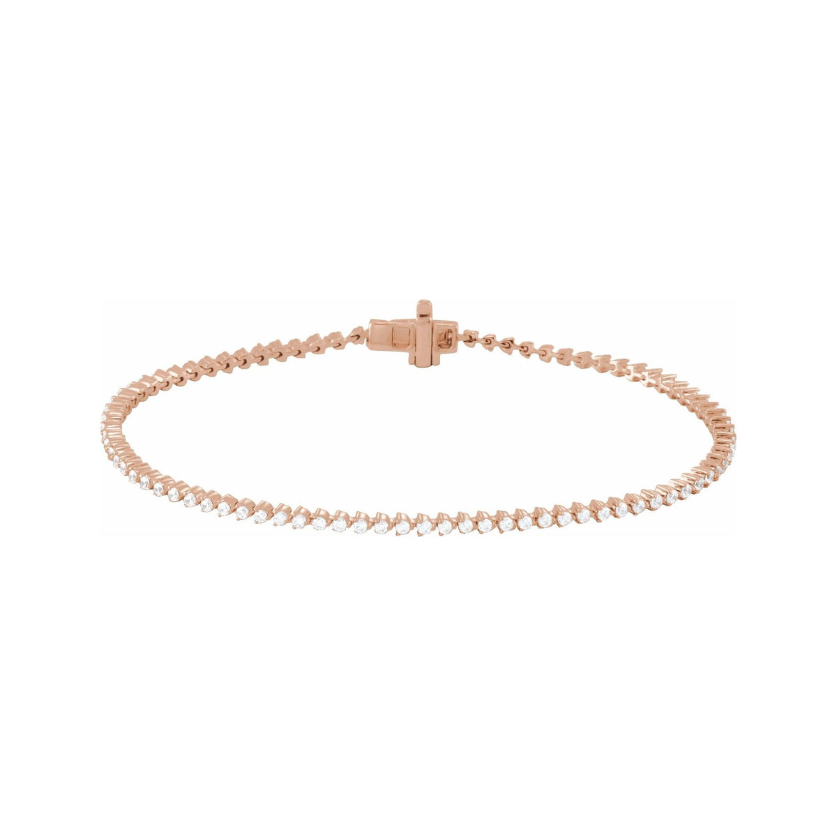 Sapphire Row Natural Diamond Three-Prong Tennis Bracelet - 14K Rose Gold, 1.6 mm · 1 1/2 ctw