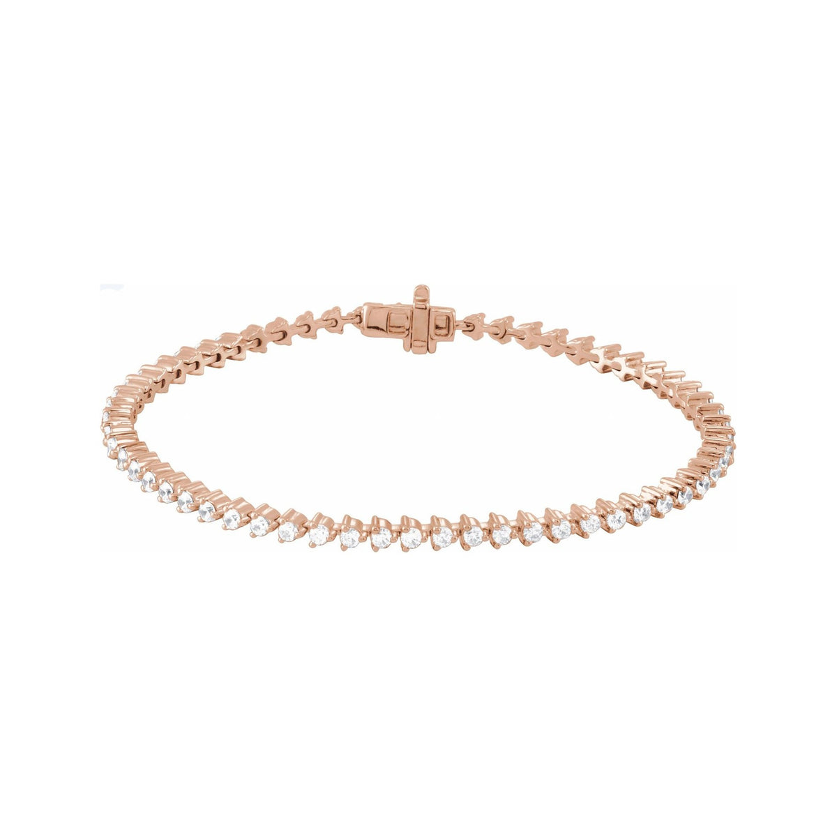 Sapphire Row Natural Diamond Three-Prong Tennis Bracelet - 14K Rose Gold