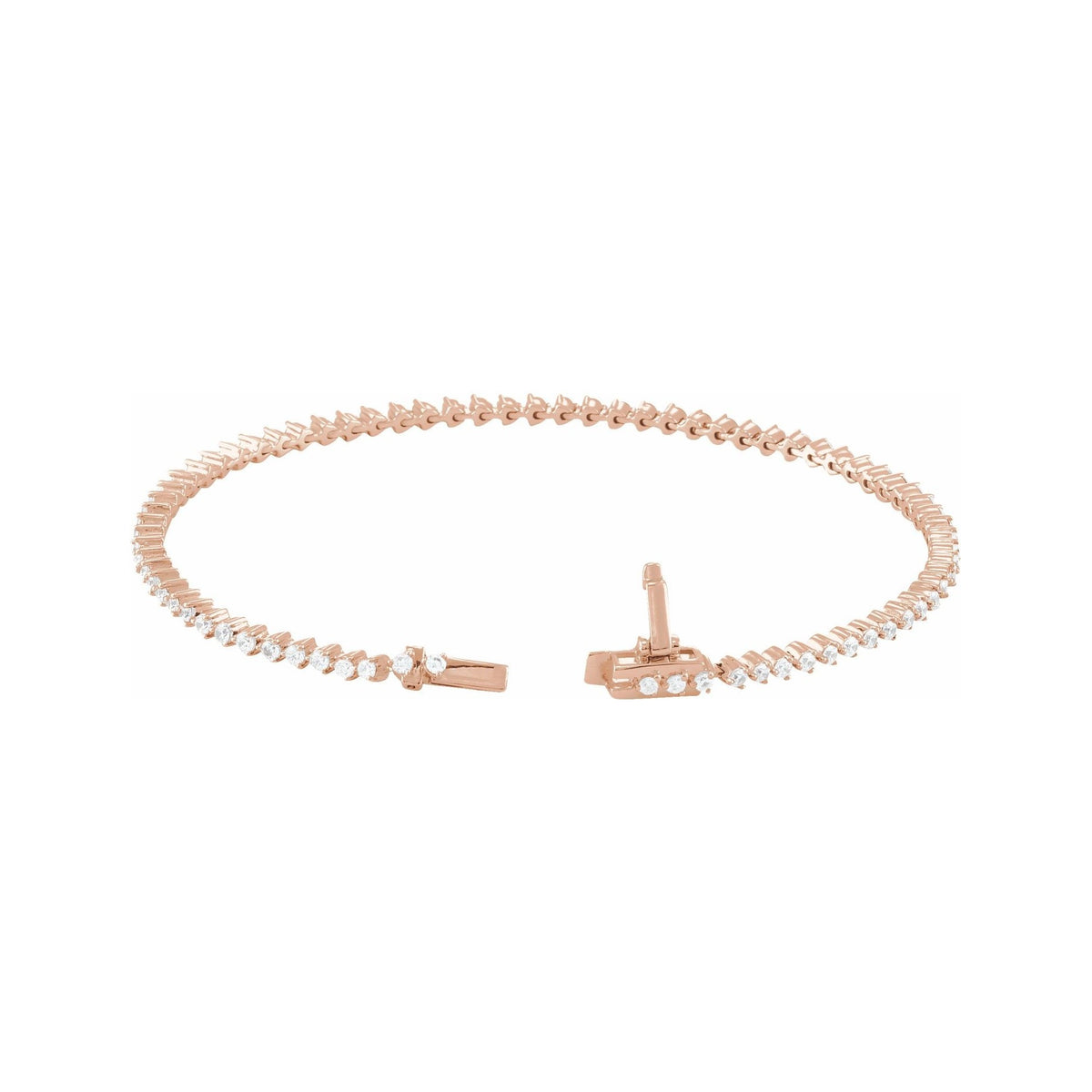 Sapphire Row Natural Diamond Three-Prong Tennis Bracelet - 14K Rose Gold (view 3)