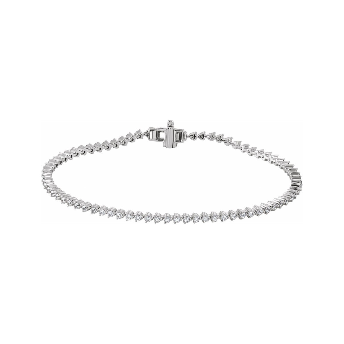 Sapphire Row Natural Diamond Three-Prong Tennis Bracelet - 14K White Gold, 1.85 mm · 2 ctw
