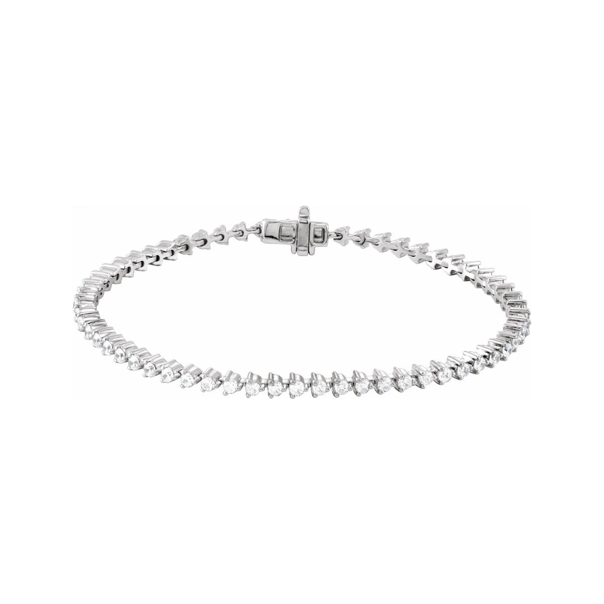 Sapphire Row Natural Diamond Three-Prong Tennis Bracelet - 14K White Gold, 2.3 mm · 3 ctw