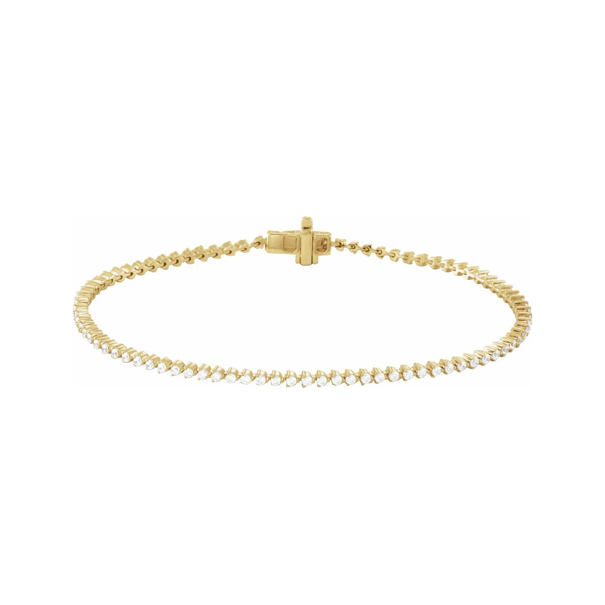 Sapphire Row Natural Diamond Three-Prong Tennis Bracelet - 14K Yellow Gold, 1.6 mm · 1 1/2 ctw (view 2)