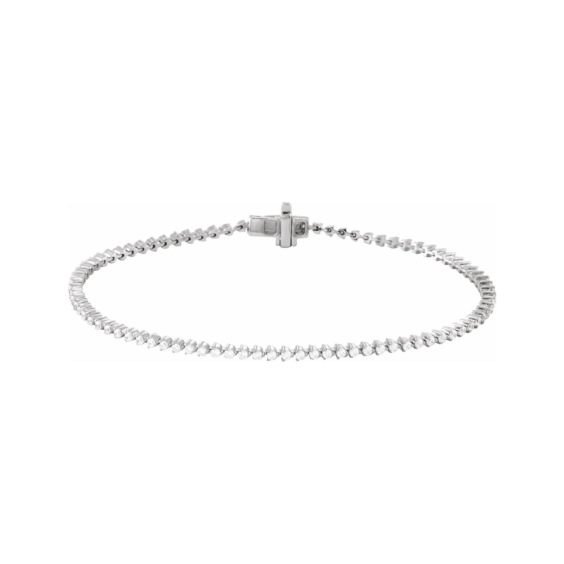 Sapphire Row Lab-Grown Diamond Three-Prong Tennis Bracelet - 14K White Gold, 1.6 mm · 1 1/2 ctw
