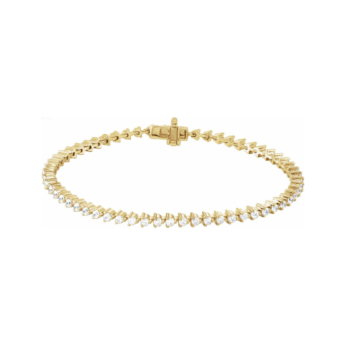 Sapphire Row Lab-Grown Diamond Three-Prong Tennis Bracelet - 14K Yellow Gold