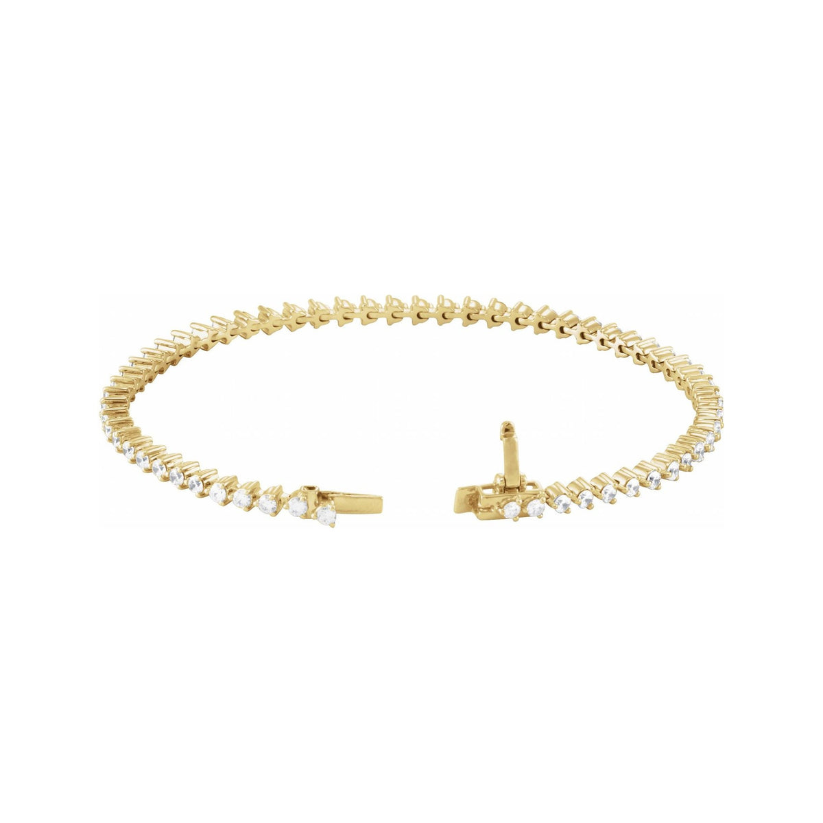 Sapphire Row Lab-Grown Diamond Three-Prong Tennis Bracelet - 14K Yellow Gold (view 3)