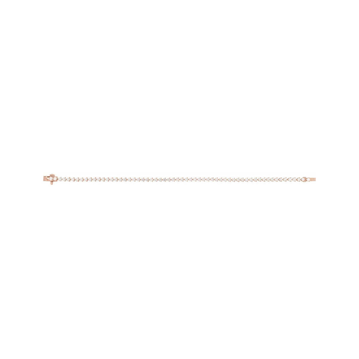 Sapphire Row Lab-Grown Diamond Three-Prong Tennis Bracelet - 14K Rose Gold (view 2)