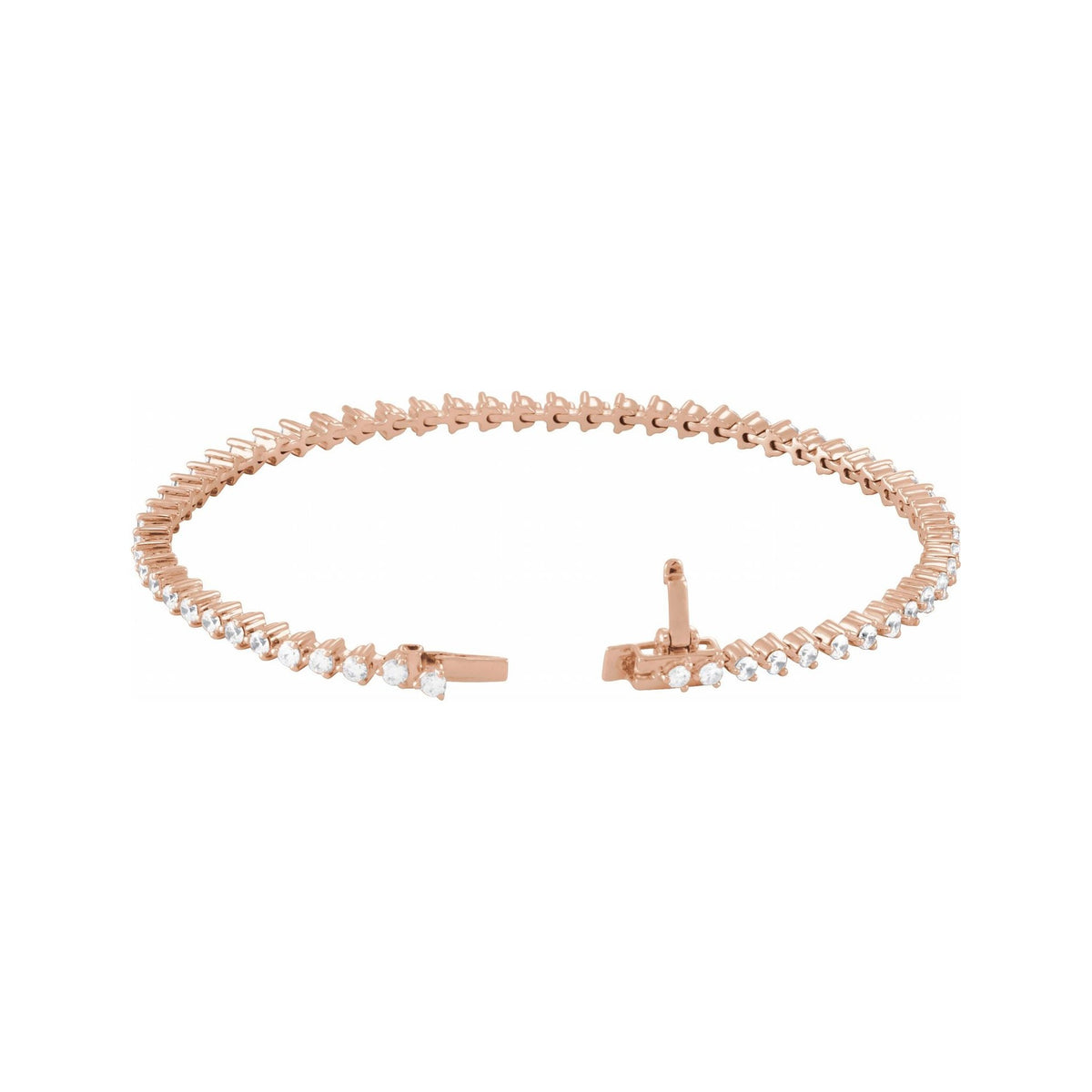 Sapphire Row Lab-Grown Diamond Three-Prong Tennis Bracelet - 14K Rose Gold (view 3)