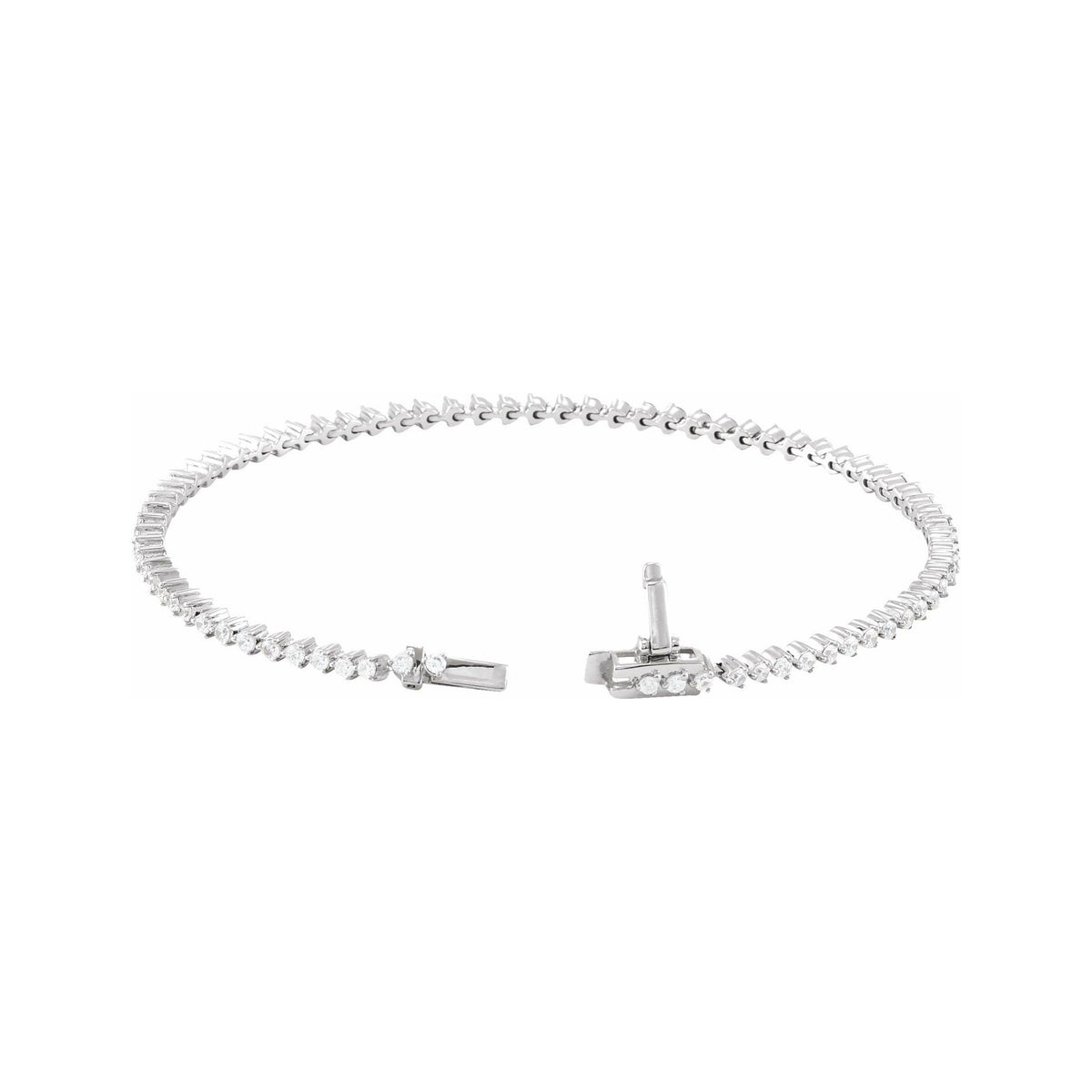 Sapphire Row Lab-Grown Diamond Three-Prong Tennis Bracelet - 14K White Gold, 1.85 mm · 2 ctw (view 3)