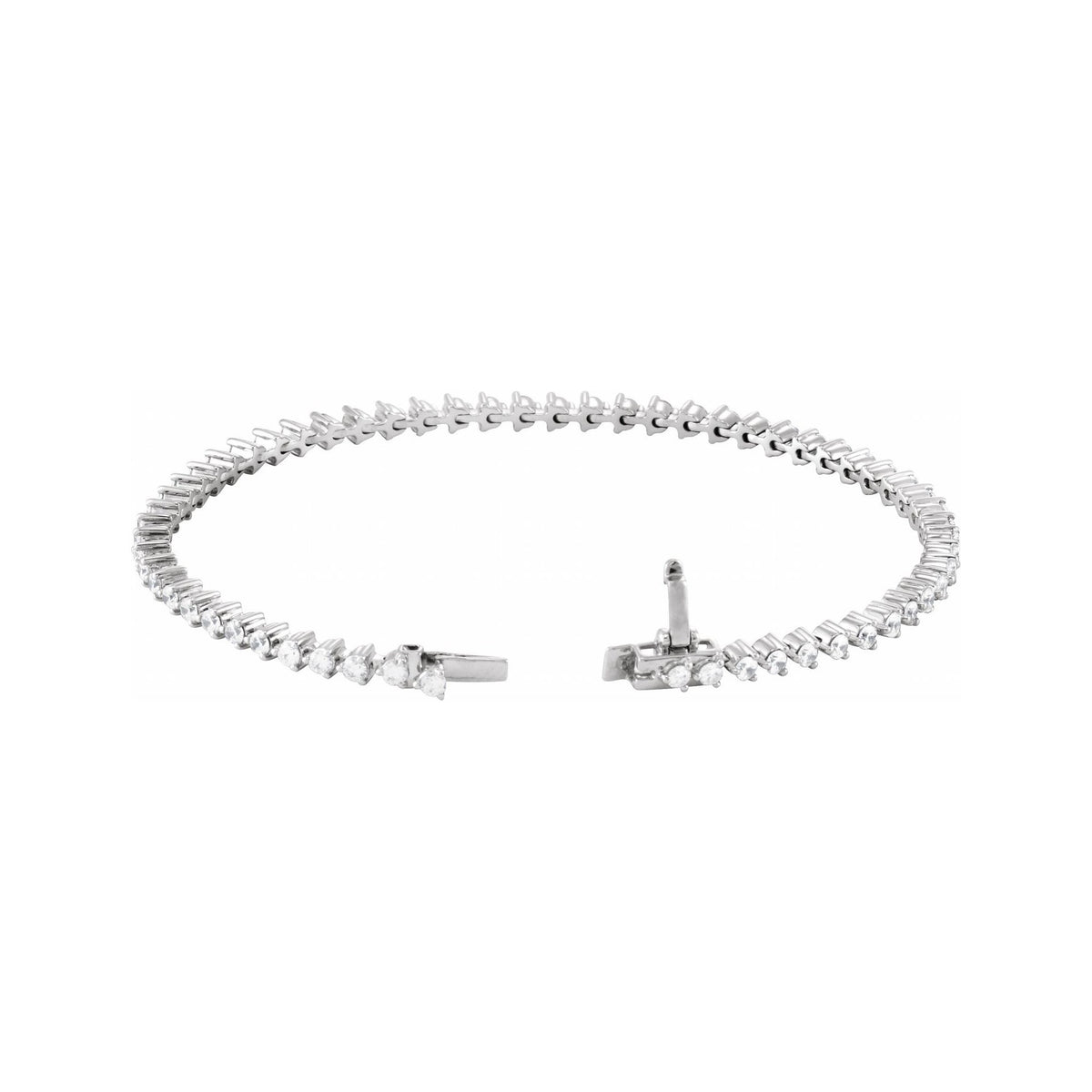 Sapphire Row Lab-Grown Diamond Three-Prong Tennis Bracelet - 14K White Gold, 2.3 mm · 3 ctw (view 3)