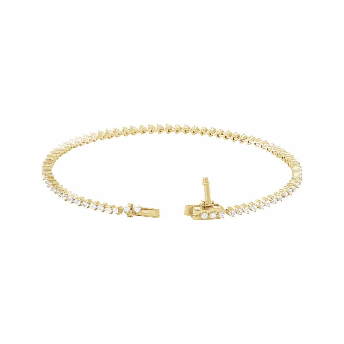 Sapphire Row Lab-Grown Diamond Three-Prong Tennis Bracelet - 14K Yellow Gold, 1.6 mm · 1 1/2 ctw (view 2)