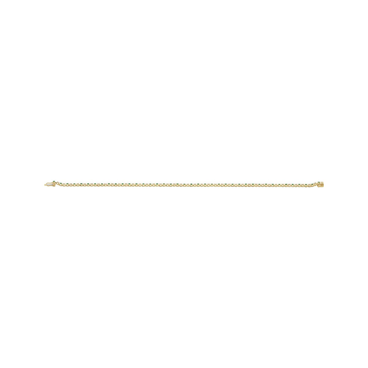 Sapphire Row Natural Gemstone & Diamond Tennis Bracelet - Emerald, 14K Yellow Gold (view 4)