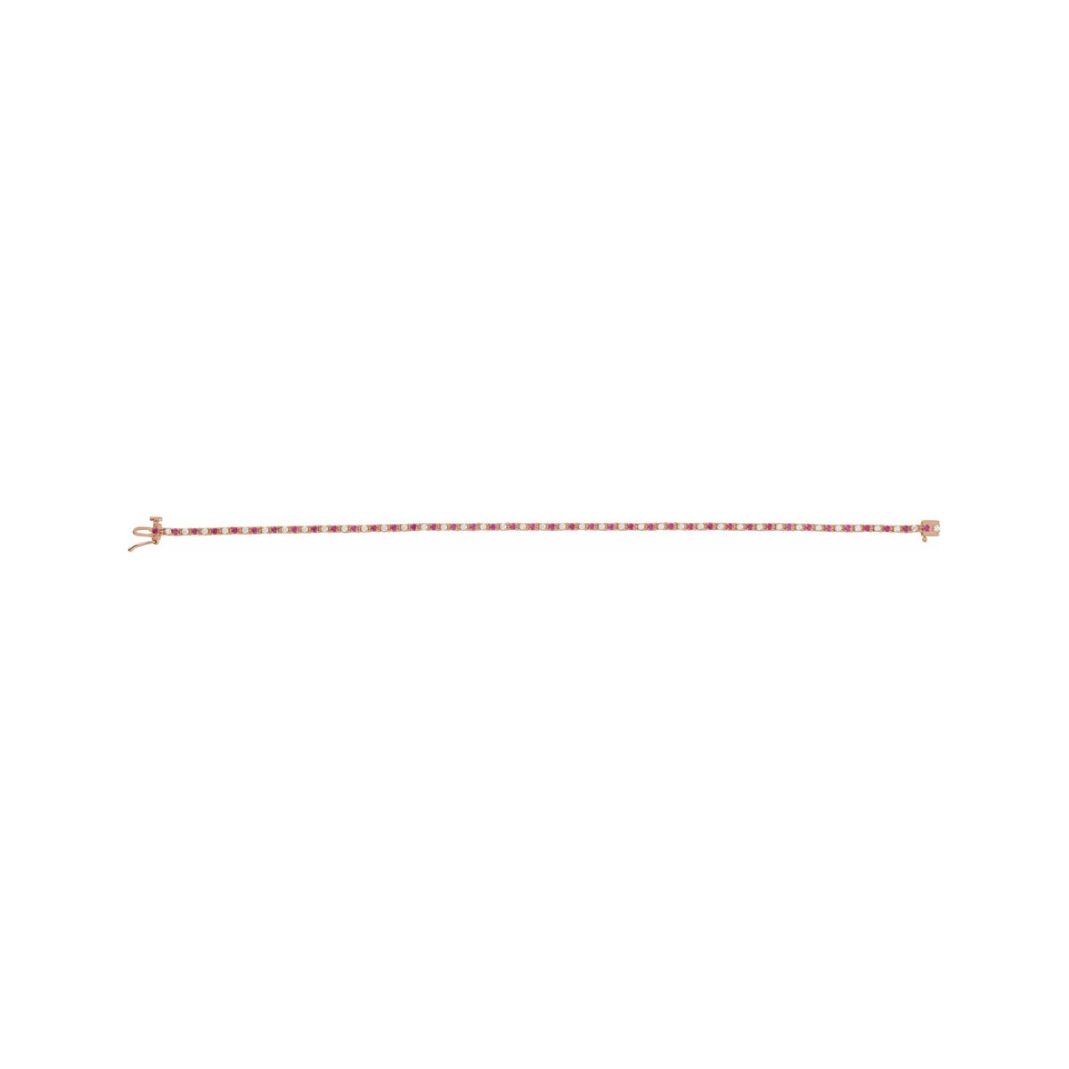 Sapphire Row Natural Gemstone & Diamond Tennis Bracelet - Ruby, 14K Rose Gold (view 3)
