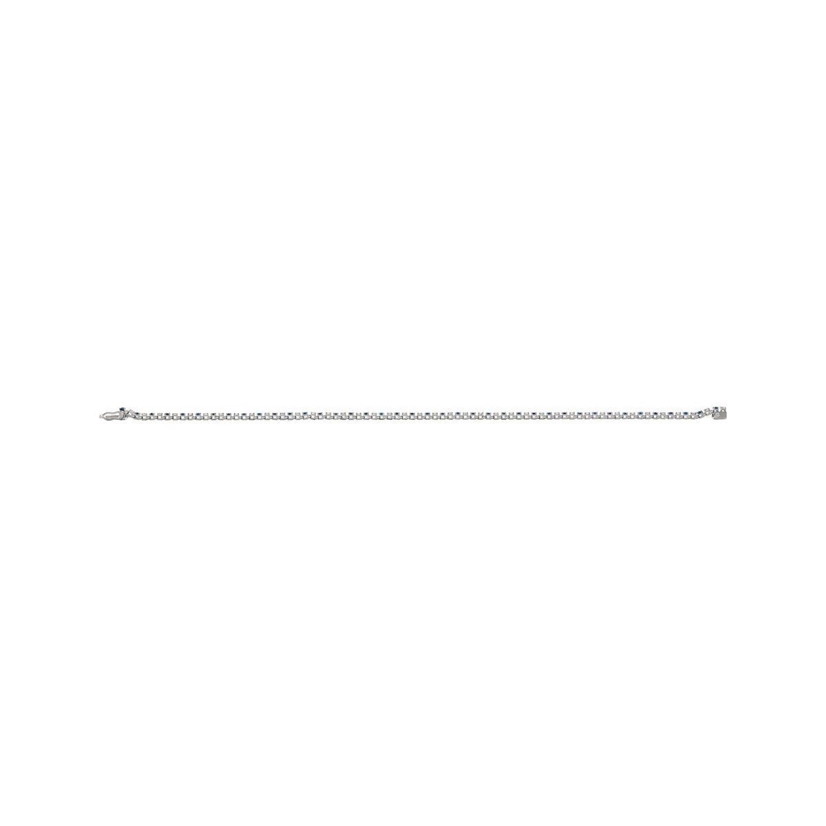 Sapphire Row Natural Gemstone & Diamond Tennis Bracelet - Blue Sapphire, 14K White Gold (view 4)