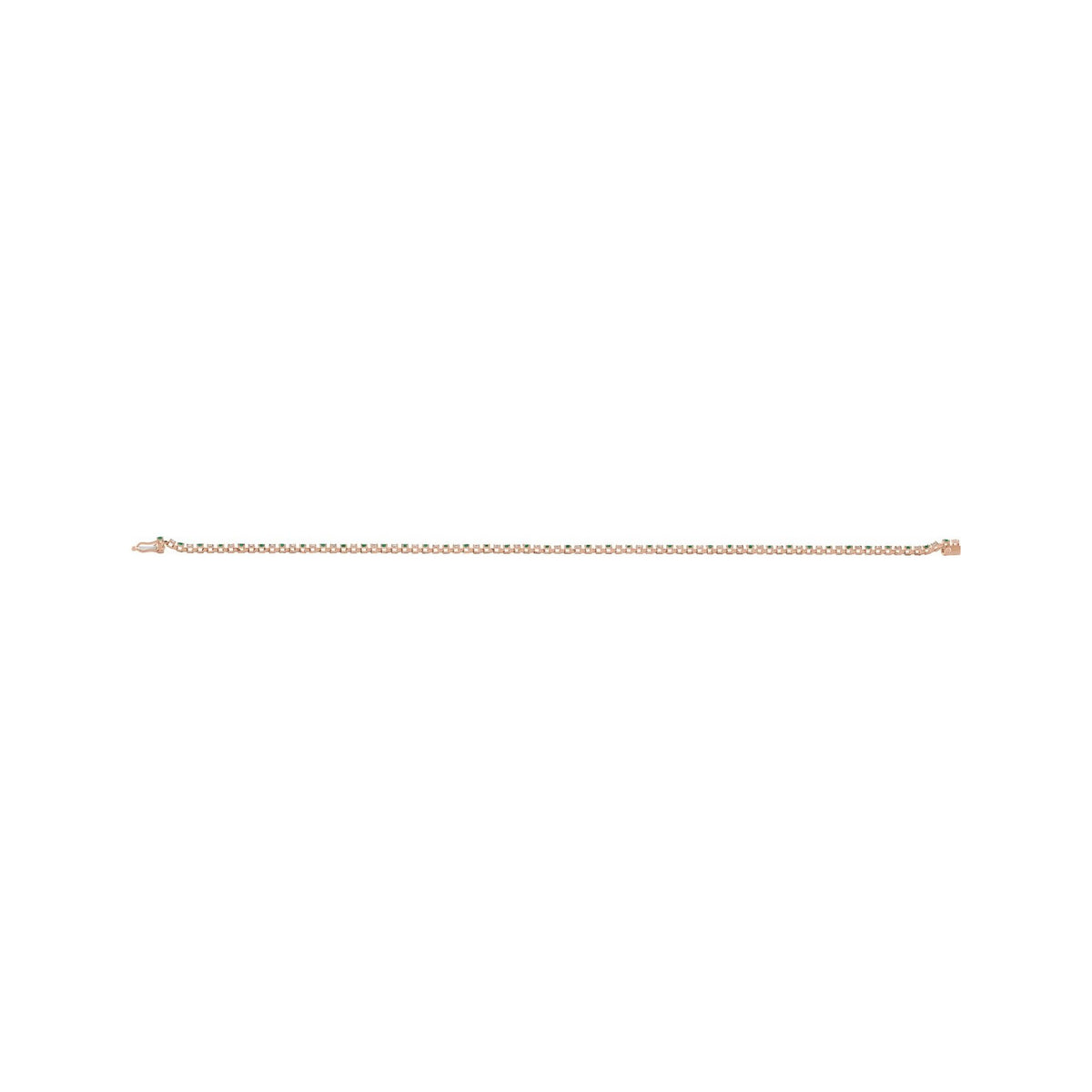 Sapphire Row Natural Gemstone & Diamond Tennis Bracelet - Emerald, 14K Rose Gold (view 4)