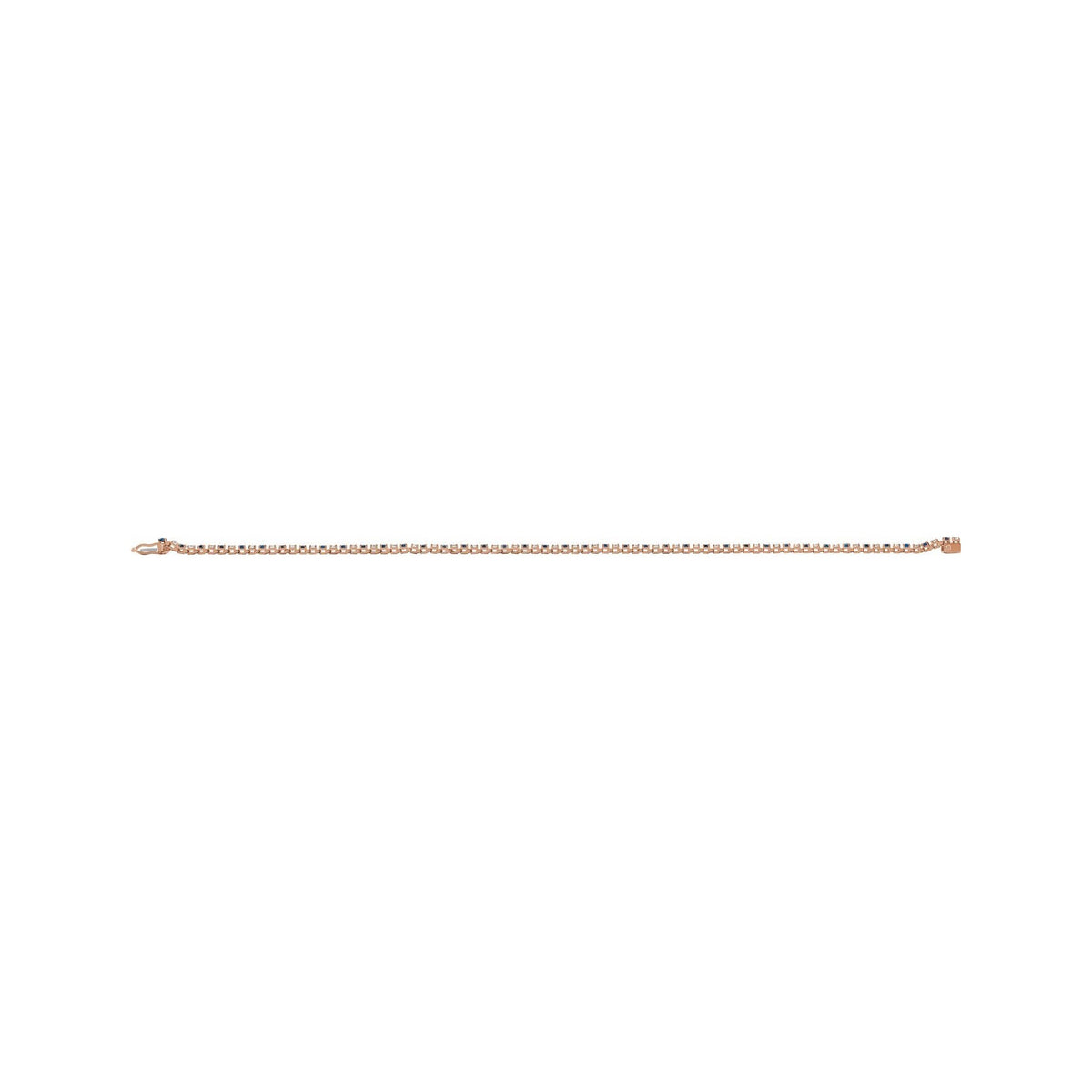 Sapphire Row Natural Gemstone & Diamond Tennis Bracelet - Blue Sapphire, 14K Rose Gold (view 4)