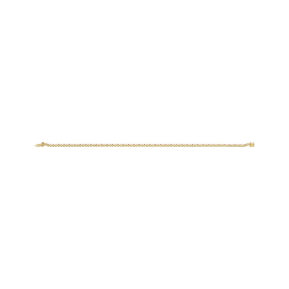 Sapphire Row Natural Gemstone & Diamond Tennis Bracelet - Ruby, 14K Yellow Gold (view 4)