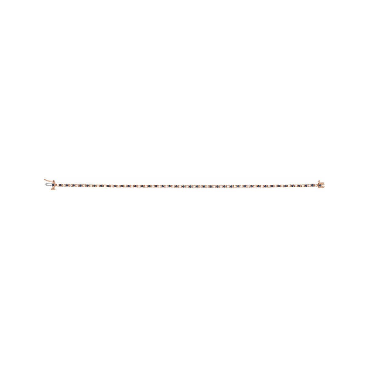 Sapphire Row Natural Gemstone & Diamond Tennis Bracelet - Blue Sapphire, 14K Yellow Gold (view 4)