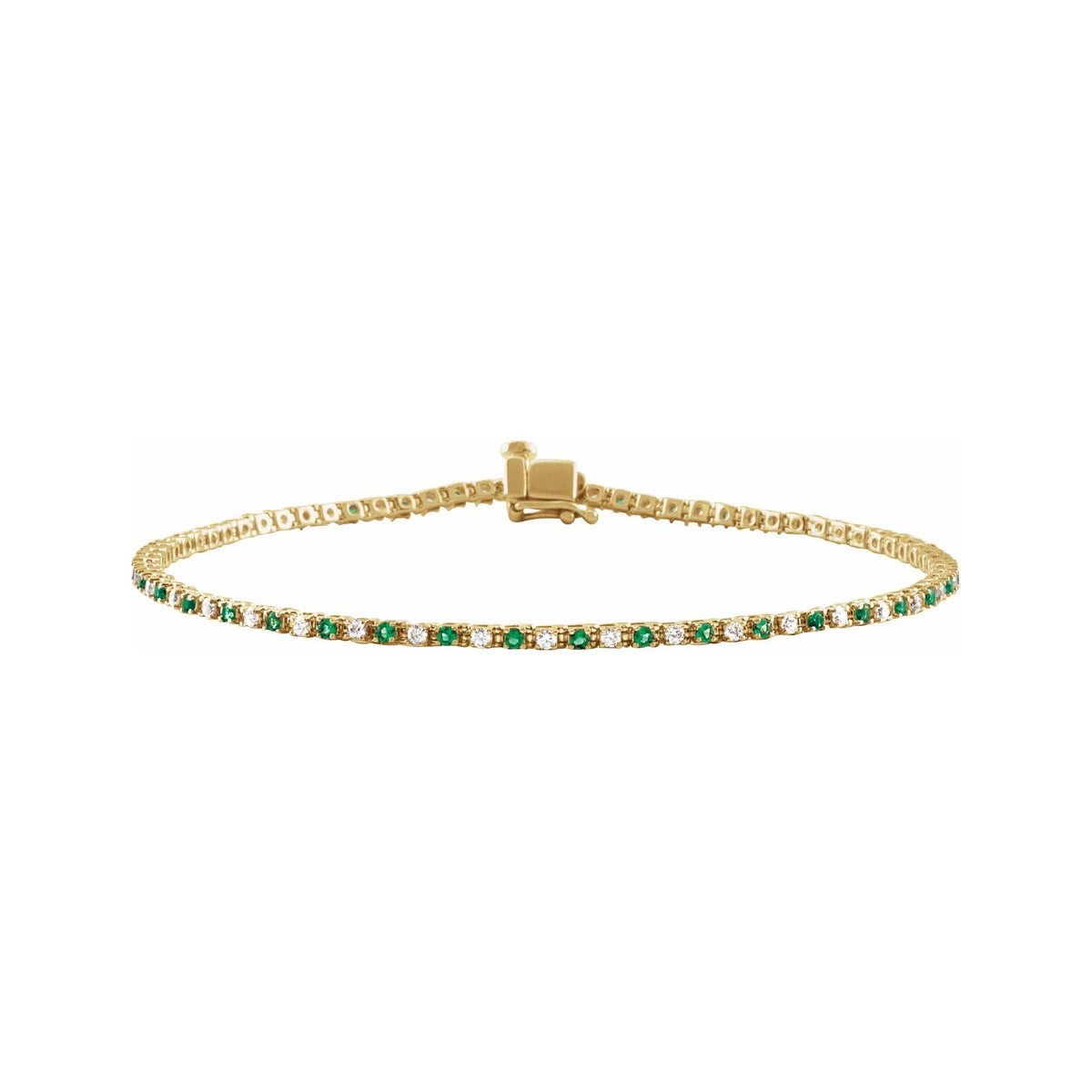 Sapphire Row Lab-Grown Gemstone & Diamond Tennis Bracelet - Emerald, 14K Yellow Gold
