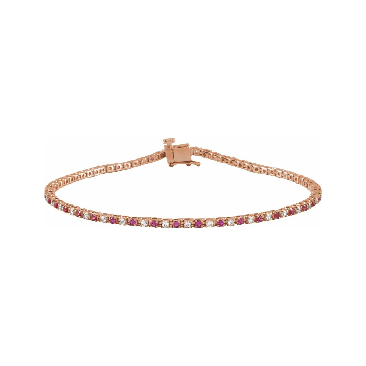 Sapphire Row Lab-Grown Gemstone & Diamond Tennis Bracelet - Ruby, 14K Rose Gold