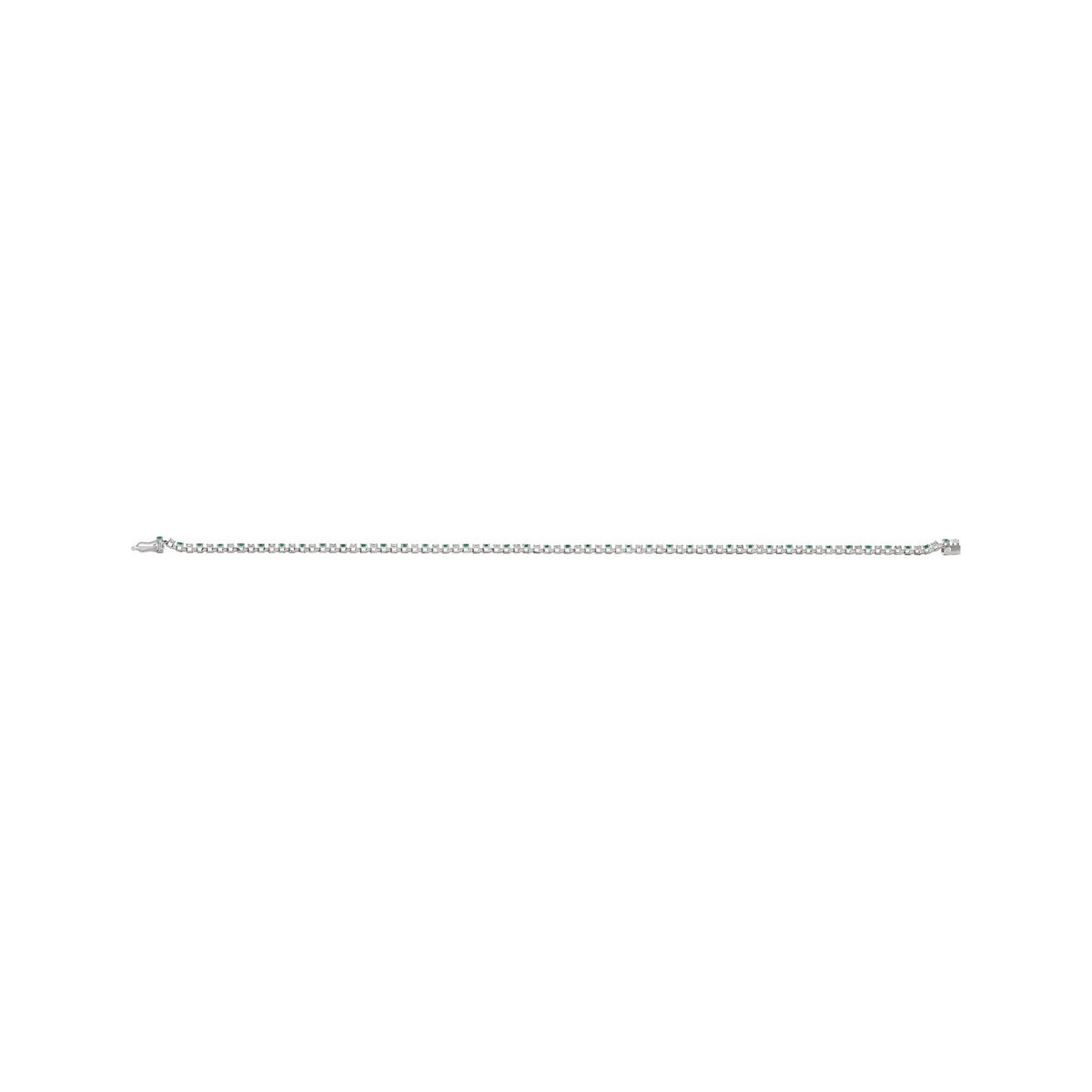 Sapphire Row Lab-Grown Gemstone & Diamond Tennis Bracelet - Emerald, 14K White Gold (view 4)