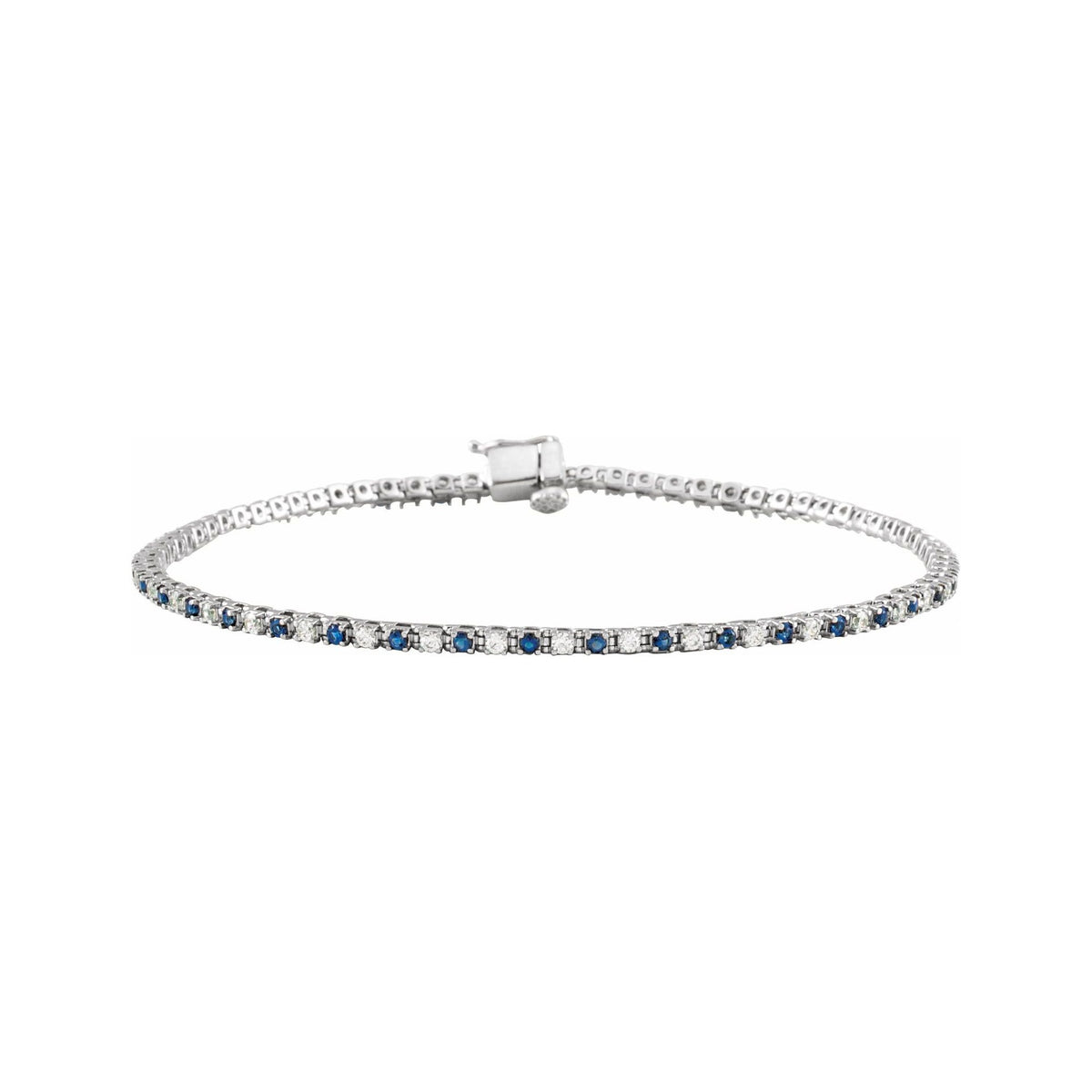 Sapphire Row Lab-Grown Gemstone & Diamond Tennis Bracelet - Blue Sapphire, 14K White Gold