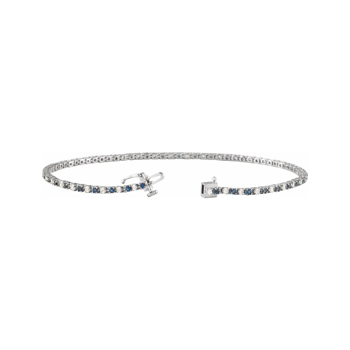 Sapphire Row Lab-Grown Gemstone & Diamond Tennis Bracelet - Blue Sapphire, 14K White Gold (view 2)