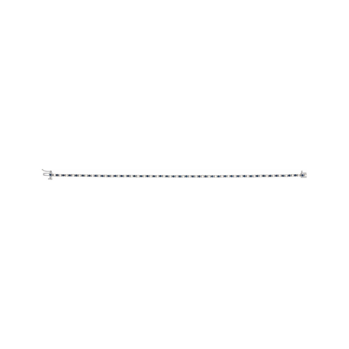 Sapphire Row Lab-Grown Gemstone & Diamond Tennis Bracelet - Blue Sapphire, 14K White Gold (view 3)