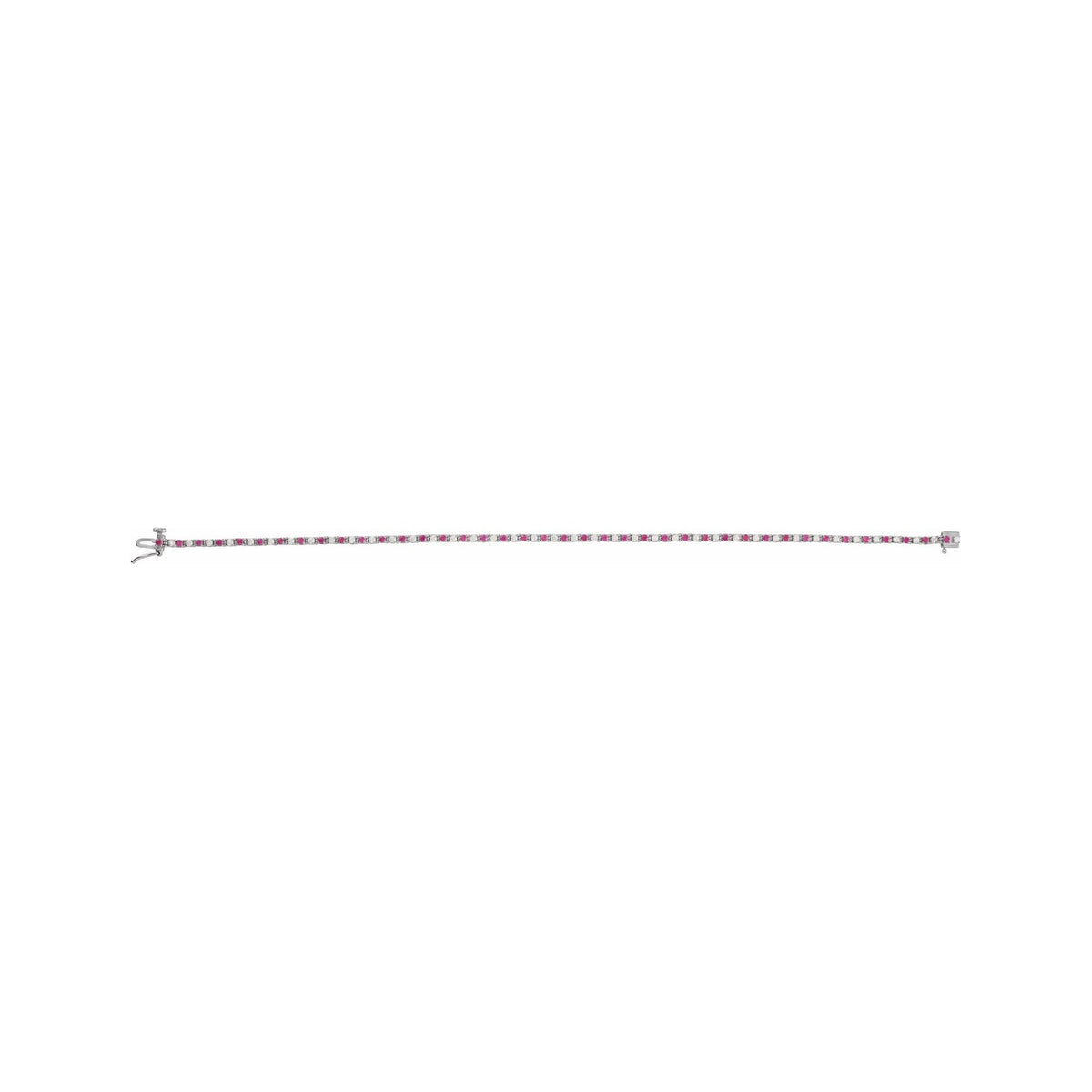 Sapphire Row Lab-Grown Gemstone & Diamond Tennis Bracelet - Ruby, 14K White Gold (view 3)