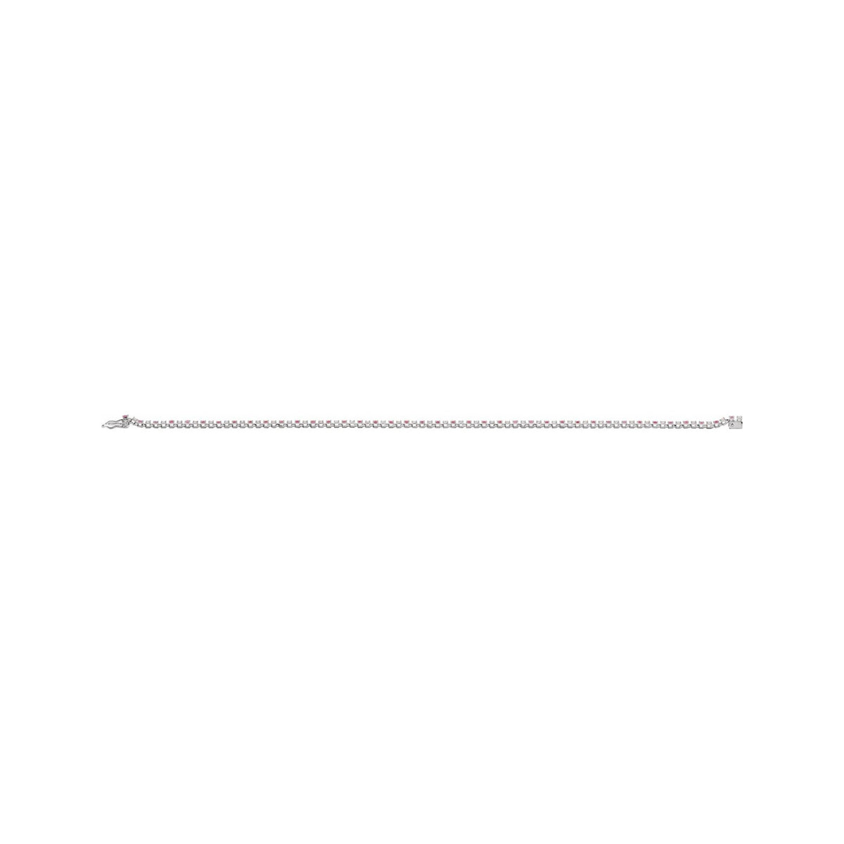 Sapphire Row Lab-Grown Gemstone & Diamond Tennis Bracelet - Ruby, 14K White Gold (view 4)