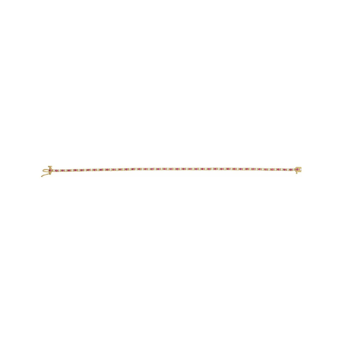 Sapphire Row Lab-Grown Gemstone & Diamond Tennis Bracelet - Ruby, 14K Yellow Gold (view 3)