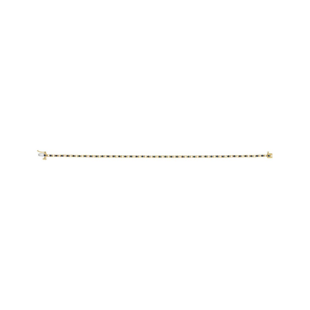 Sapphire Row Lab-Grown Gemstone & Diamond Tennis Bracelet - Blue Sapphire, 14K Yellow Gold (view 3)