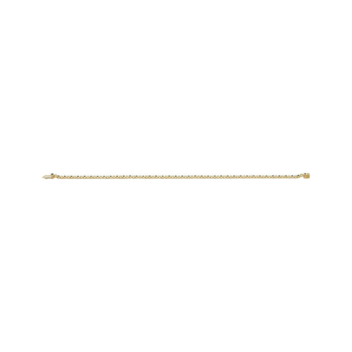 Sapphire Row Lab-Grown Gemstone & Diamond Tennis Bracelet - Blue Sapphire, 14K Yellow Gold (view 4)