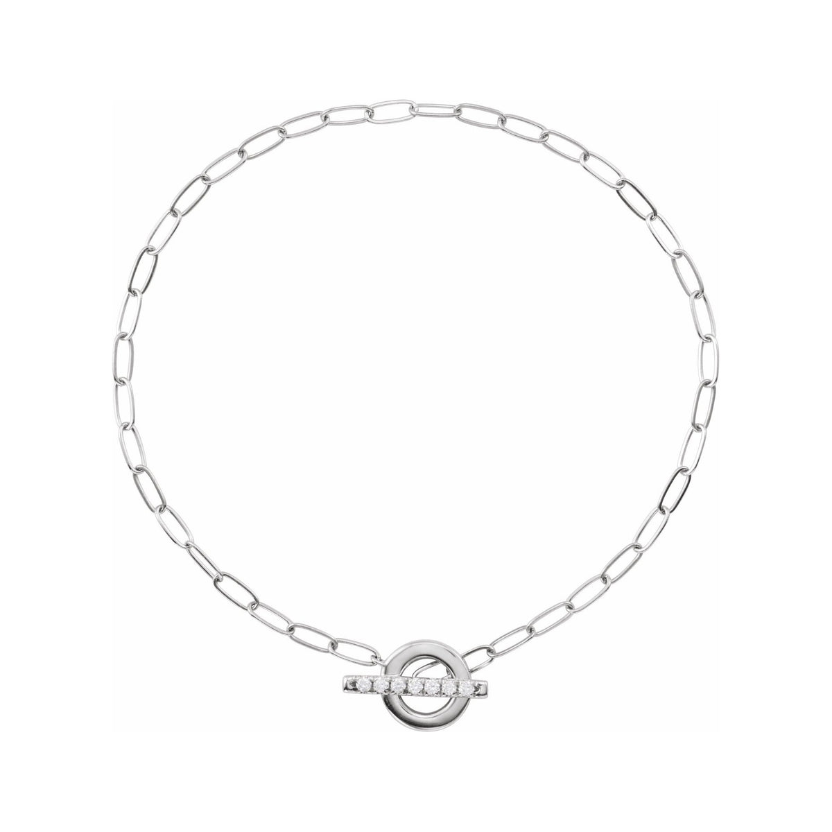 Sapphire Row Natural Diamond Pavé Toggle Bracelet - 14K White Gold