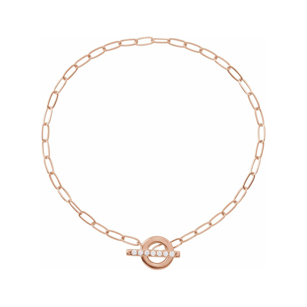 Sapphire Row Natural Diamond Pavé Toggle Bracelet - 14K Rose Gold
