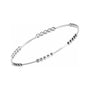 Sapphire Row Gold Bead Bangle Bracelet - 14K White Gold