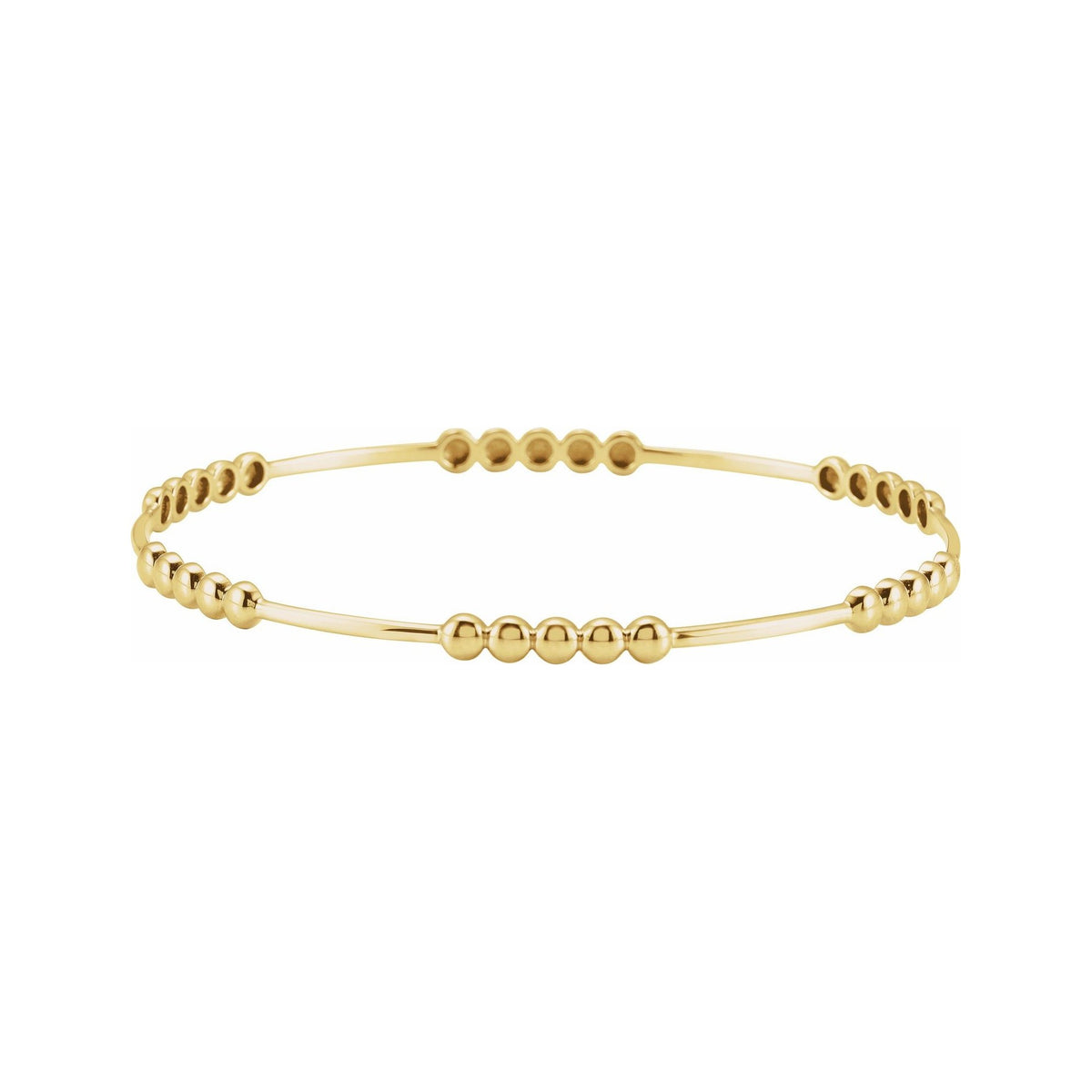 Sapphire Row Gold Bead Bangle Bracelet - 14K Yellow Gold