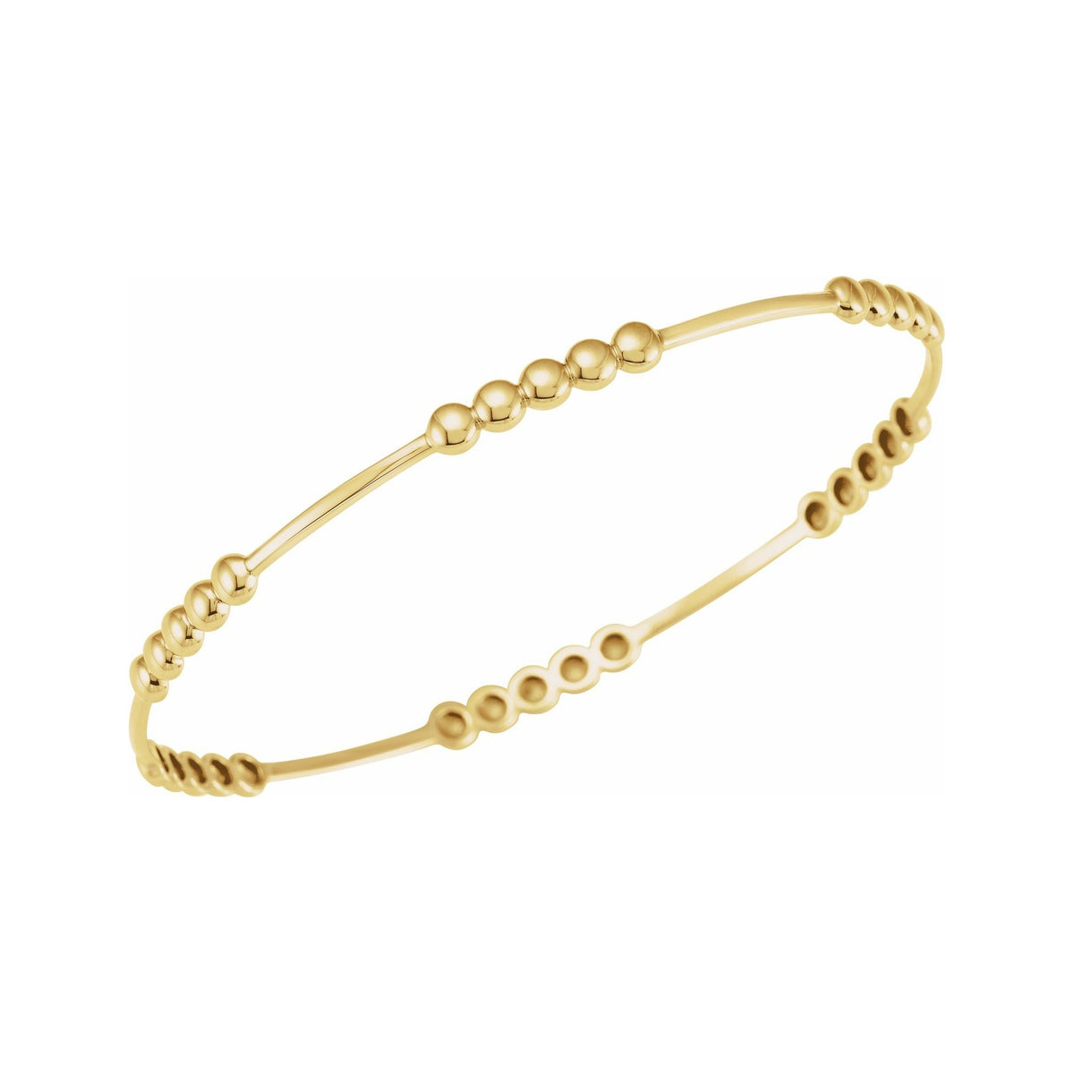 Sapphire Row Gold Bead Bangle Bracelet - 14K Yellow Gold (view 2)