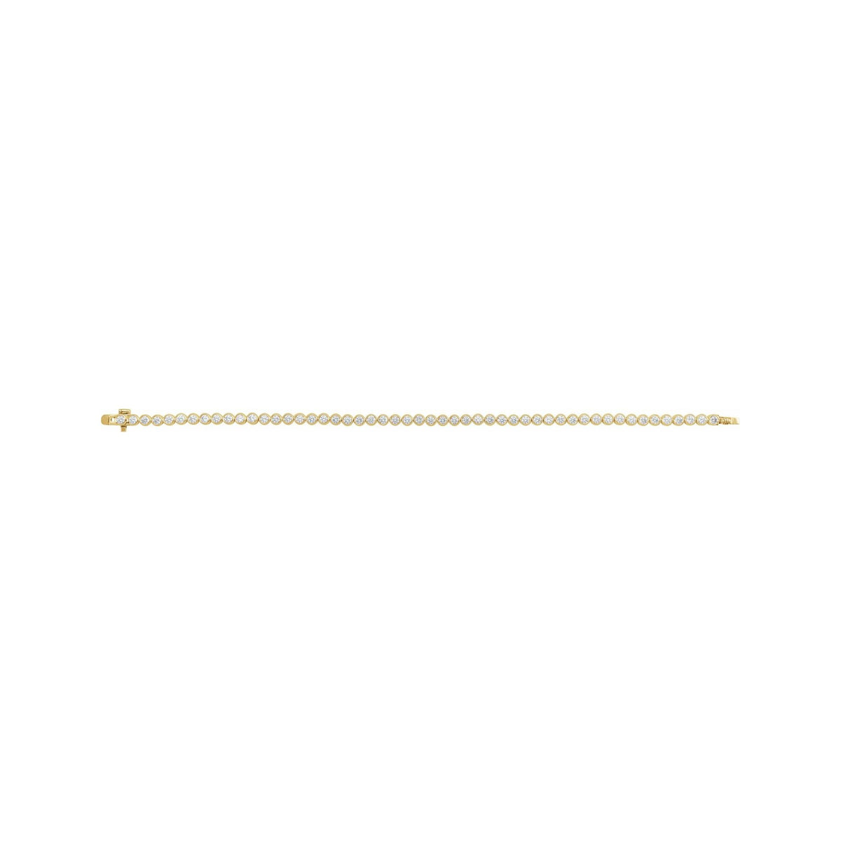 Sapphire Row Lab-Grown Diamond Round Bezel Tennis Bracelet - 14K Yellow Gold (view 3)