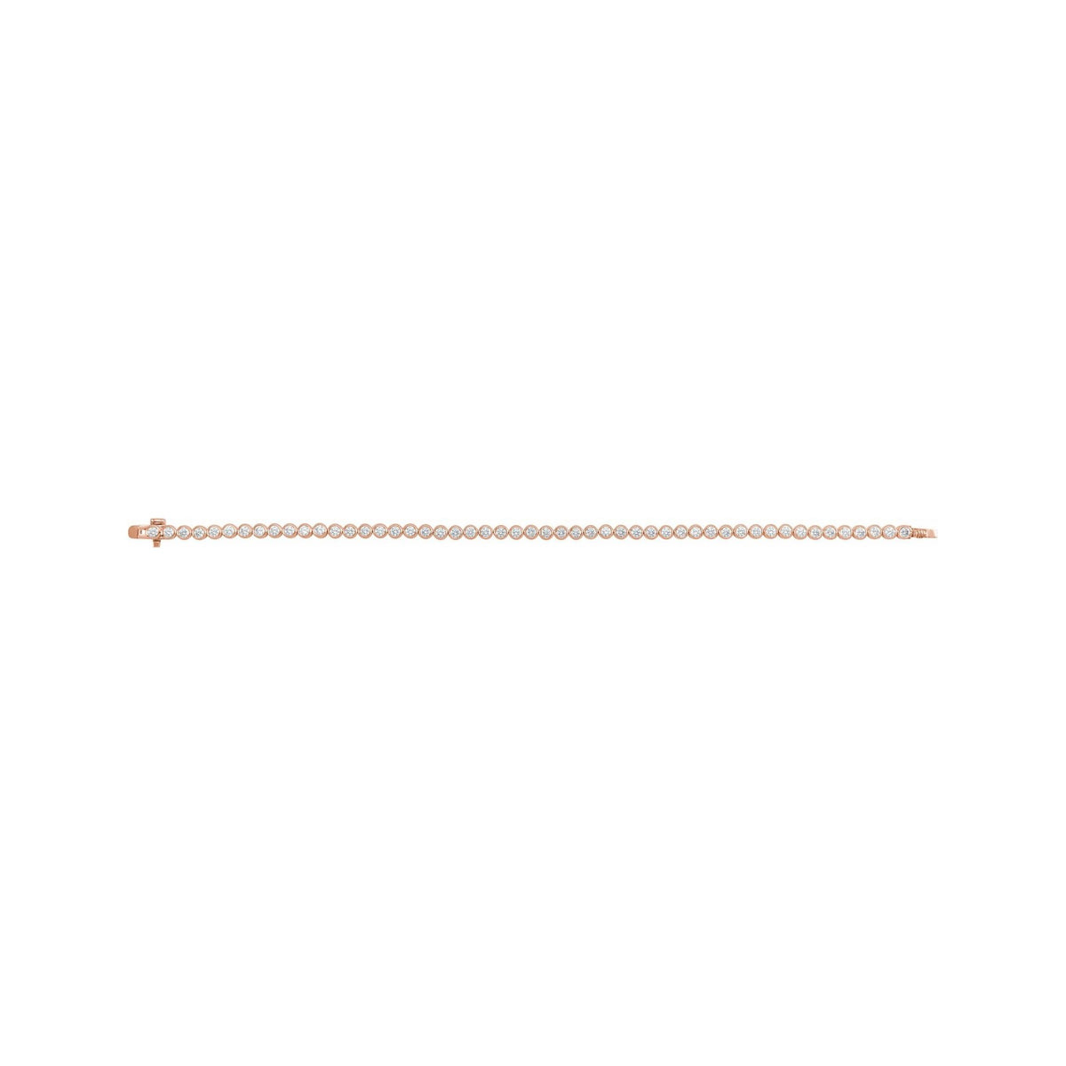 Sapphire Row Lab-Grown Diamond Round Bezel Tennis Bracelet - 14K Rose Gold (view 3)