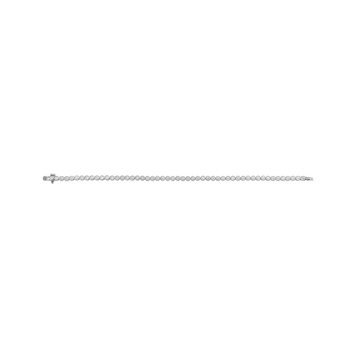 Sapphire Row Lab-Grown Diamond Round Bezel Tennis Bracelet - 14K White Gold (view 3)