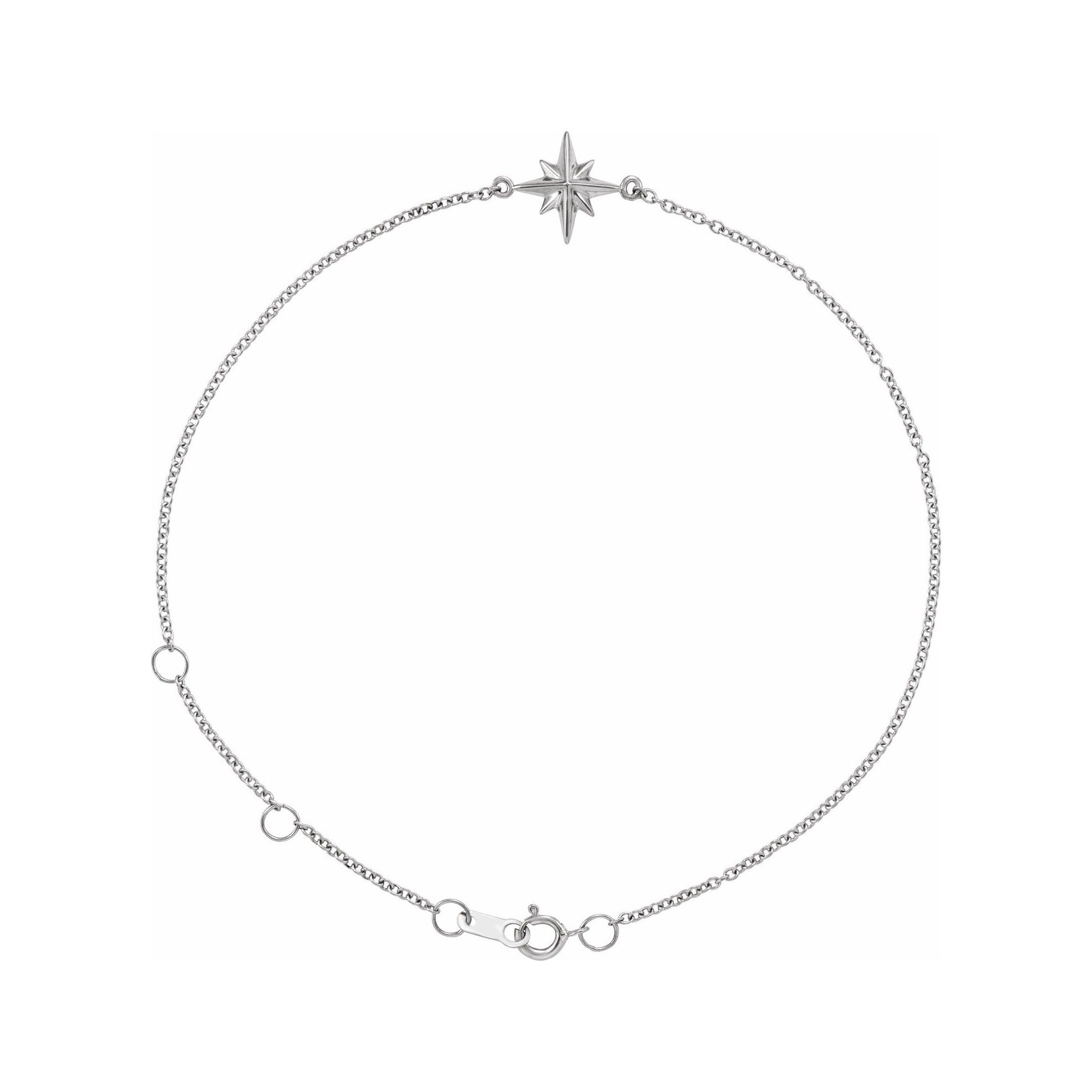 Sapphire Row Gold Starburst Bracelet - 14K White Gold