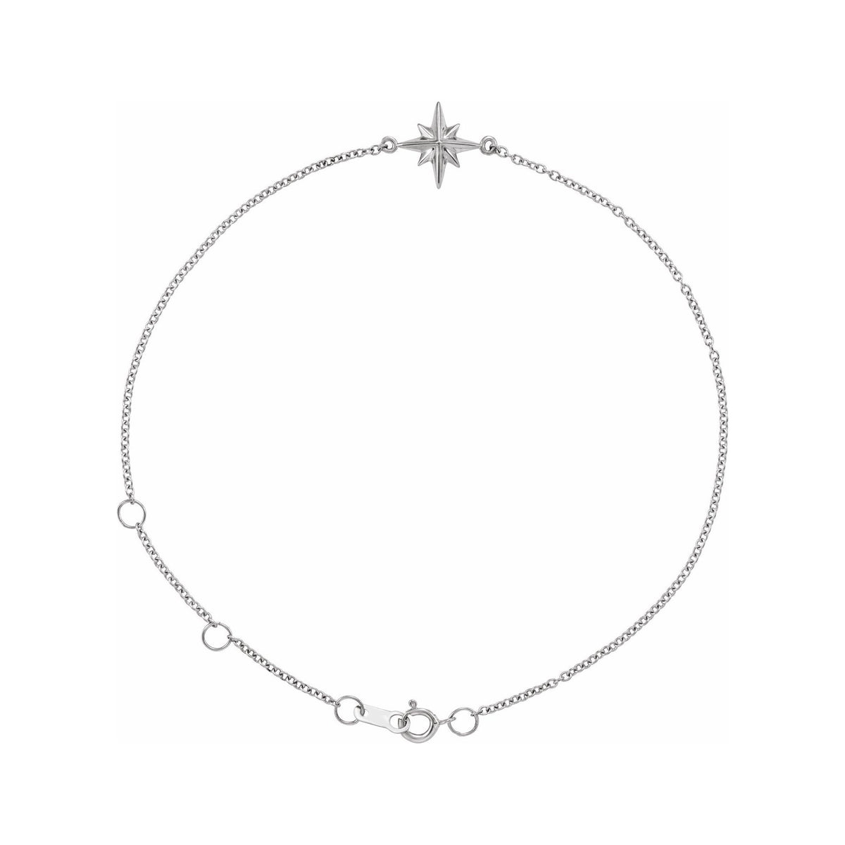 Sapphire Row Gold Starburst Bracelet - 14K White Gold