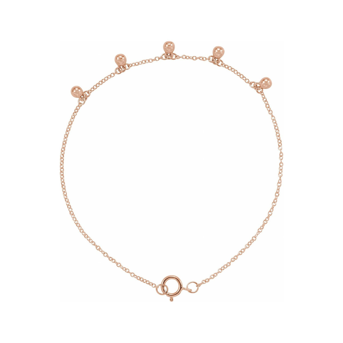 Sapphire Row Gold Bead Station Bracelet - 14K Rose Gold