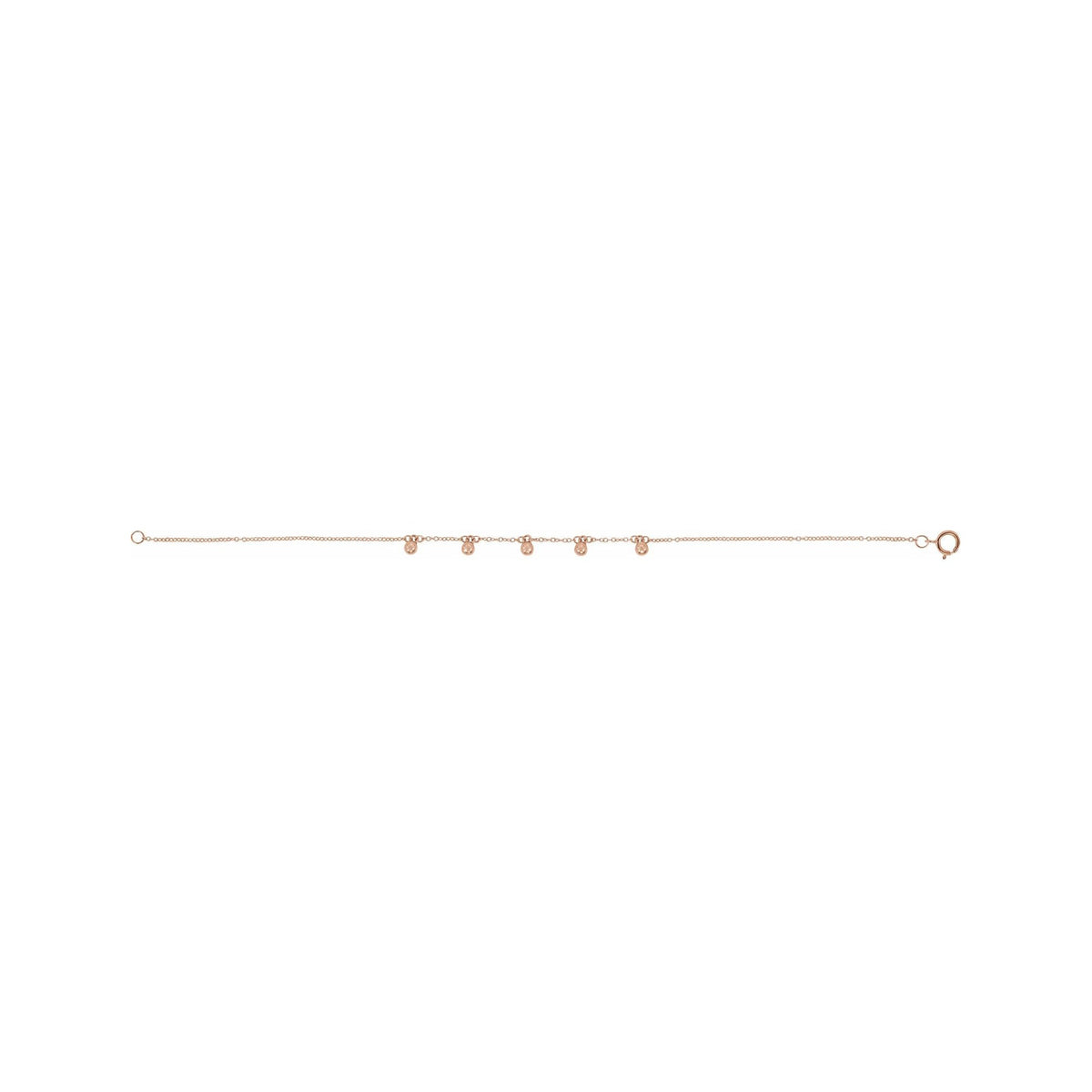 Sapphire Row Gold Bead Station Bracelet - 14K Rose Gold (view 2)
