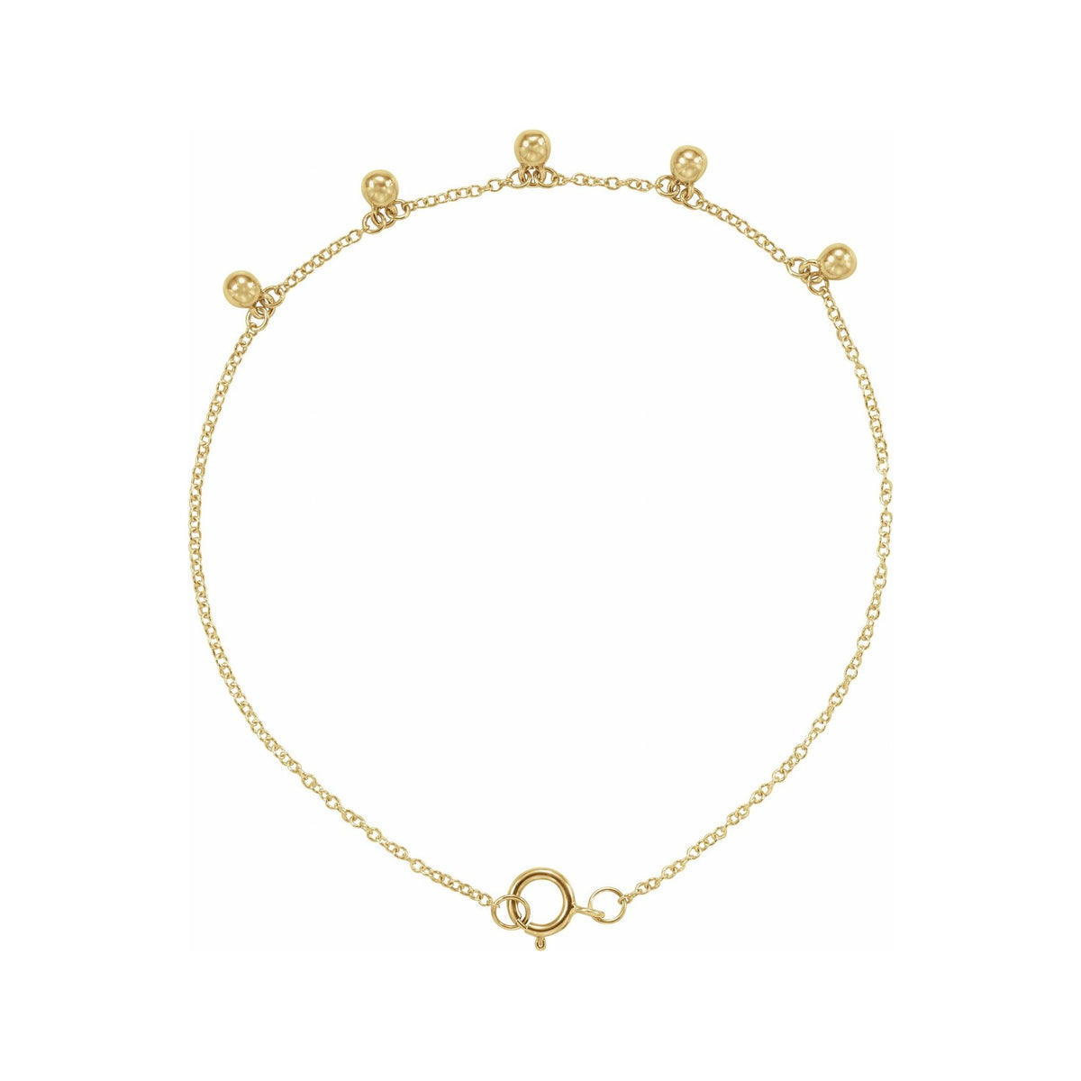 Sapphire Row Gold Bead Station Bracelet - 14K Yellow Gold