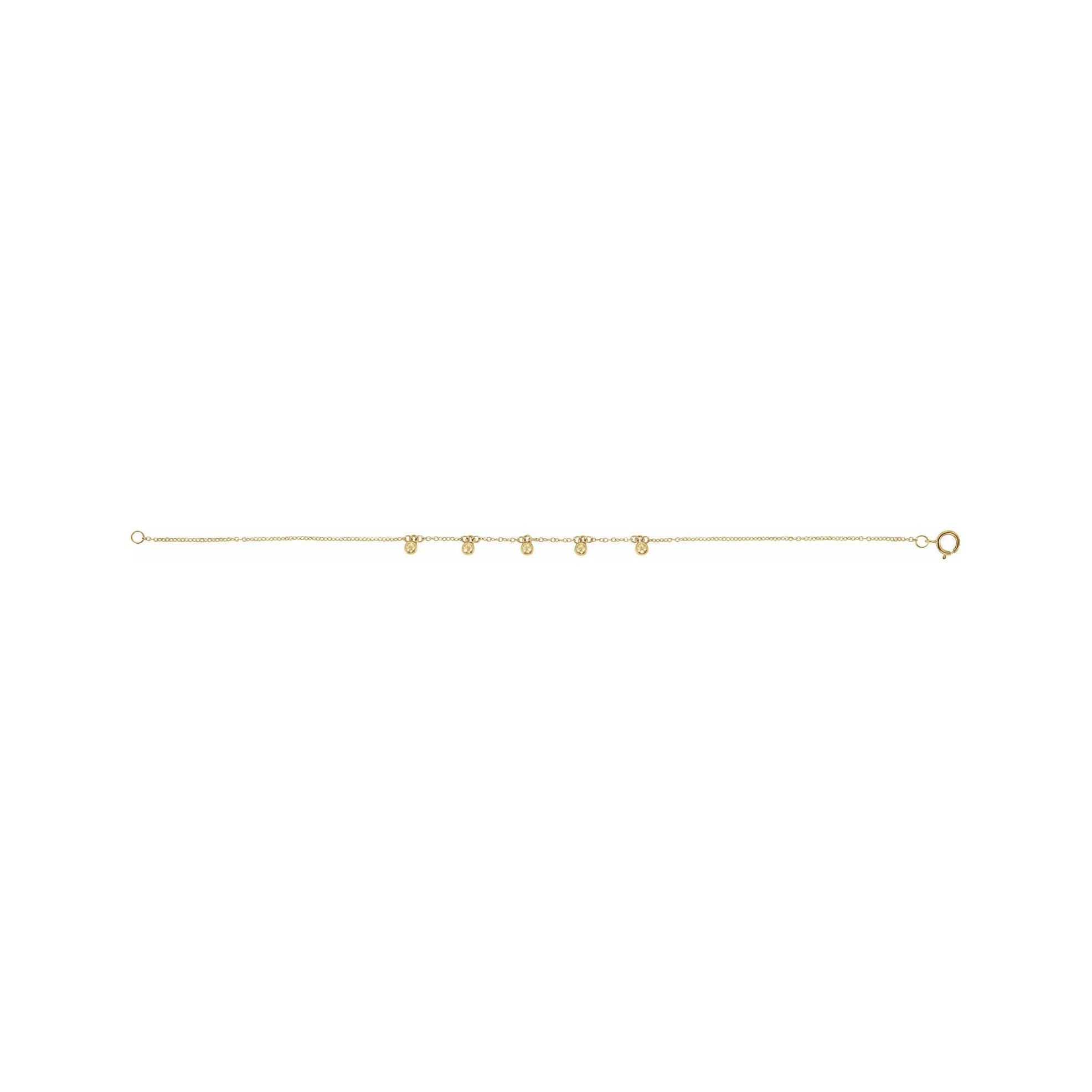 Sapphire Row Gold Bead Station Bracelet - 14K Yellow Gold (view 2)