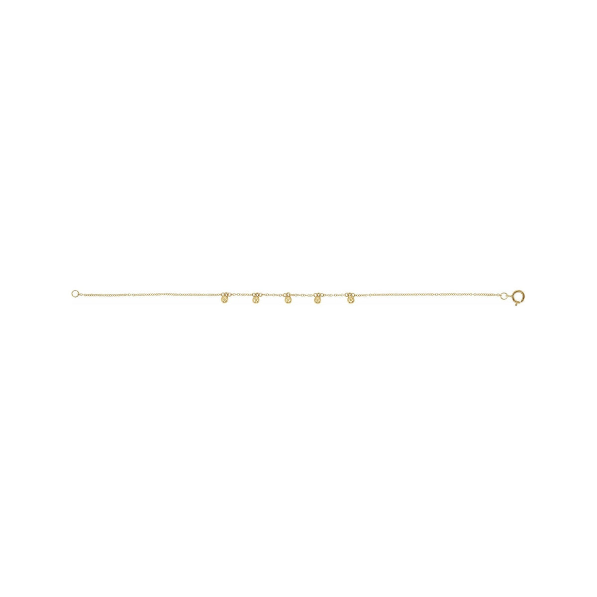 Sapphire Row Gold Bead Station Bracelet - 14K Yellow Gold (view 2)