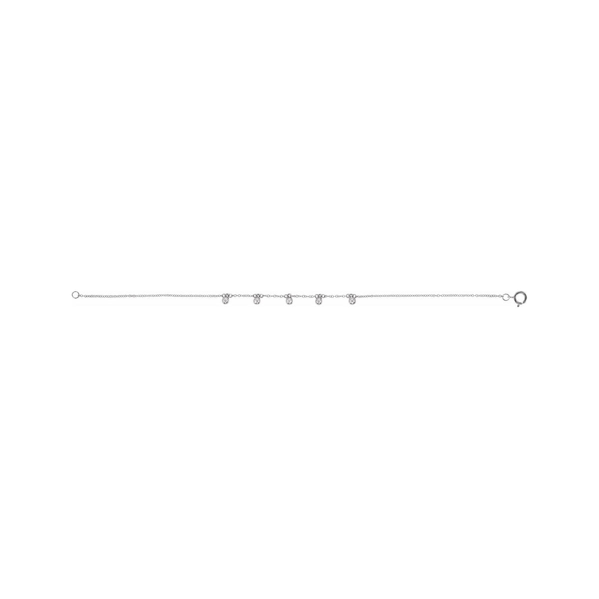 Sapphire Row Gold Bead Station Bracelet - 14K White Gold (view 2)